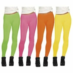 Boland Ladies Opaque Neon Leggings 70s 80s Disco Fancy Dress Costume Accessory