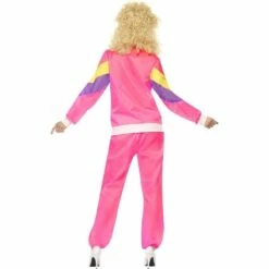Smiffys Ladies Pink Shell Suit Costume Scouser Retro 80s Tracksuit Fancy Dress Outfit -Henbrandt Shop Ladies Pink Shell Suit Costume Scouser Retro 80s Tracksuit Fancy Dress Outfit 3