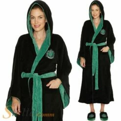 Ladies Slytherin Bathrobe Harry Potter Fleece Dressing Gown