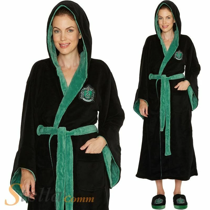 Ladies Slytherin Bathrobe Harry Potter Fleece Dressing Gown 1 Ladies Slytherin Bathrobe Harry Potter Fleece Dressing Gown