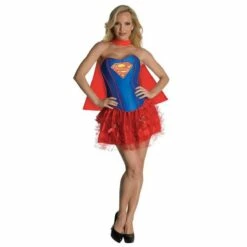 Ladies Supergirl Corset Costume Superhero Superman Adult Fancy Dress Outfit -Henbrandt Shop Ladies Supergirl Corset Costume Superhero Superman Adult Fancy Dress Outfit 3