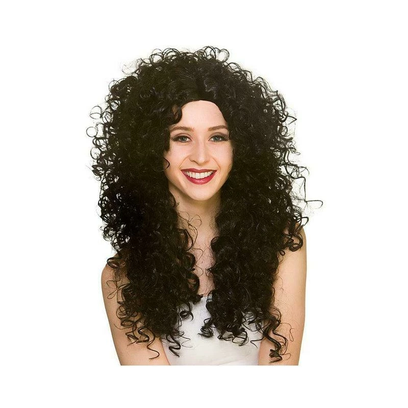 Long Curly Black Wig Fancy Dress Accessory 1 Long Curly Black Wig Fancy Dress Accessory