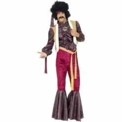 Smiffys Mens 70s Psychedelic Rocker Costume Hippie Jimmy Hendrix Rock & Roll Fancy Dress