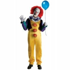 Mens Adult Deluxe Pennywise Costume IT Killer Evil Clown Halloween Fancy Dress