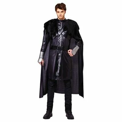 Mens Deluxe Black Cavalier Costume Nights Watch Medieval John Snow Fancy Dress 2 Mens Deluxe Black Cavalier Costume Nights Watch Medieval John Snow Fancy Dress - Image 2