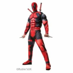Mens Deluxe Deadpool Costume Marvel Comic Superhero Halloween Fancy Dress Outfit