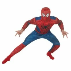 Mens Deluxe Superhero Musclechest Amazing Spiderman 2 Adult Fancy Dress Costume