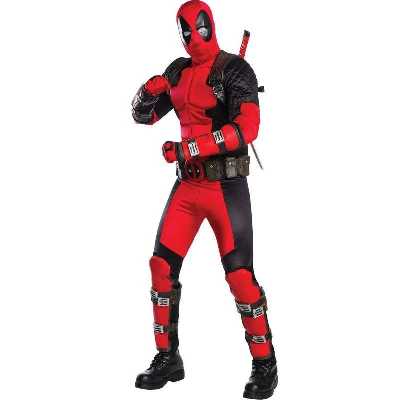 Men's Grand Heritage Deadpool Costume Deluxe Superhero Fancy Dress Outfit 1 Men's Grand Heritage Deadpool Costume Deluxe Superhero Fancy Dress Outfit