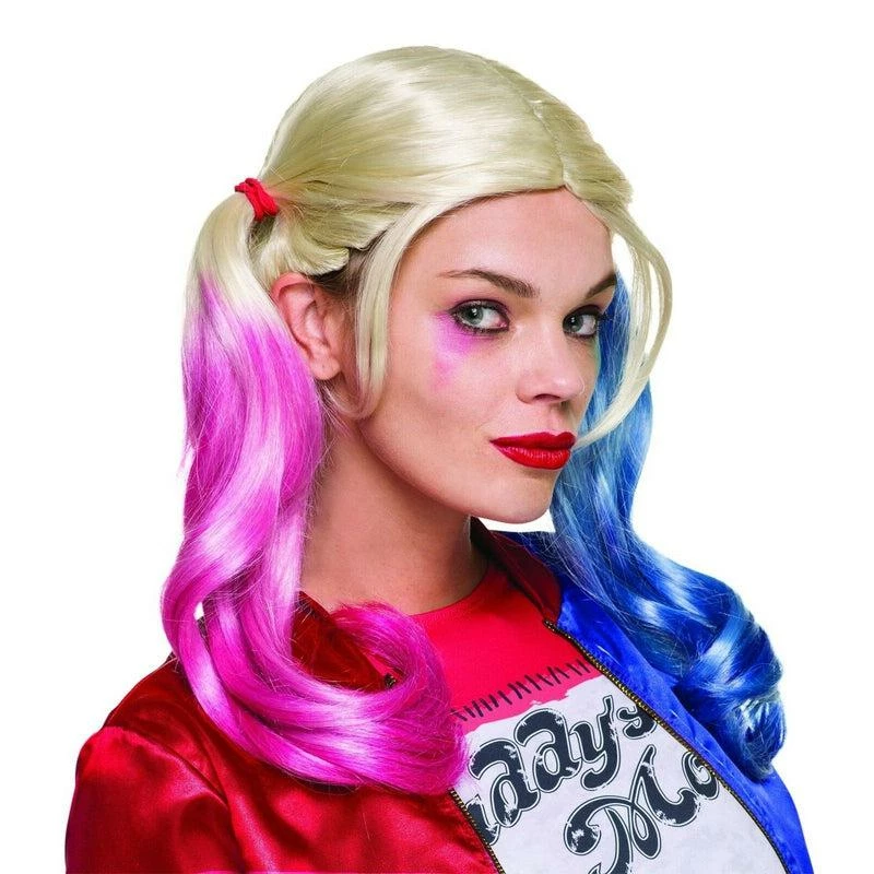 Official Suicide Squad Harley Quinn Pig Tail Wig Fancy Dress Costume Accessory 1 Official Suicide Squad Harley Quinn Pig Tail Wig Fancy Dress Costume Accessory