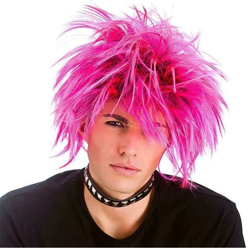 Punk Wig Pink Fancy Dress Costume Accessory 80s Retro For Themed Parties 2 Punk Wig Pink Fancy Dress Costume Accessory 80s Retro For Themed Parties - Image 2