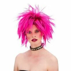 Punk Wig Pink Fancy Dress Costume Accessory 80s Retro For Themed Parties 5 Punk Wig Pink Fancy Dress Costume Accessory 80s Retro For Themed Parties -Henbrandt Shop Punk Wig Pink Fancy Dress Costume Accessory 80s Retro For Themed Parties 3