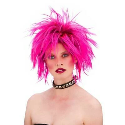 Punk Wig Pink Fancy Dress Costume Accessory 80s Retro For Themed Parties 3 Punk Wig Pink Fancy Dress Costume Accessory 80s Retro For Themed Parties - Image 3