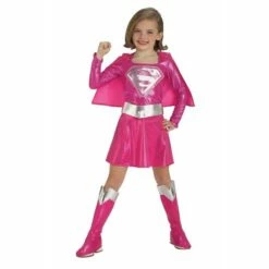 Rubies Girls Pink Supergirl Superhero Super Girl Kids Fancy Dress Costume