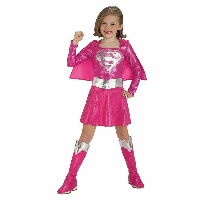 Rubies Girls Pink Supergirl Superhero Super Girl Kids Fancy Dress Costume 1 Rubies Girls Pink Supergirl Superhero Super Girl Kids Fancy Dress Costume
