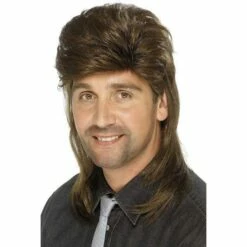 Smiffys 1980's Mullet Wig Men's Fancy Dress Costume Accessory