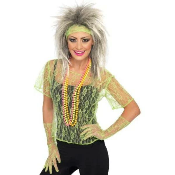 Smiffys Smiffy's 1980's Neon Green Women's Fancy Dress Costume Kit 1 Smiffys Smiffy's 1980's Neon Green Women's Fancy Dress Costume Kit