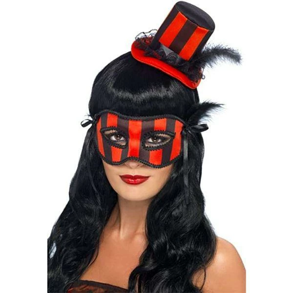 Smiffys Burlesque Hat & Eyemask Set Women's Fancy Dress Costume Accessory 1 Smiffys Burlesque Hat & Eyemask Set Women's Fancy Dress Costume Accessory