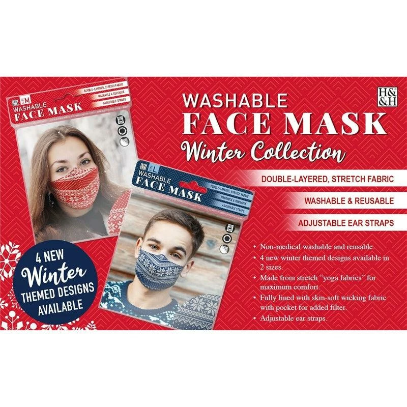 Winter Themed Face Masks Reusable Washable Printed Design By H&H 1 Winter Themed Face Masks Reusable Washable Printed Design By H&H